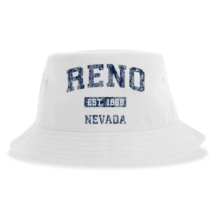 Reno Nevada Nv Vintage Athletic Sports Design Sustainable Bucket Hat