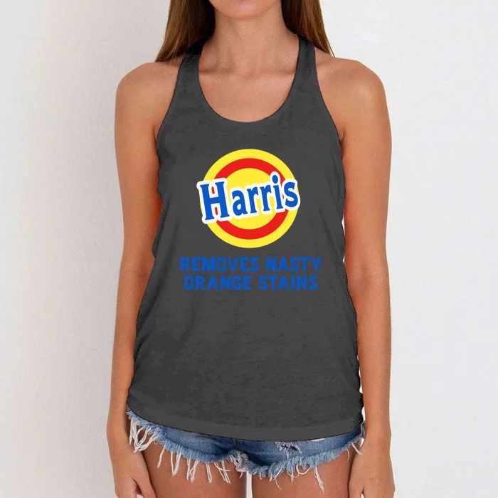 Removes Nasty Orange Stains Kamala Funny Women's Knotted Racerback Tank