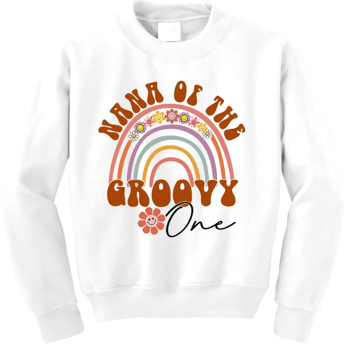 Retro Nana of Groovy One Matching Family 1st Birthday Party Kids Sweatshirt