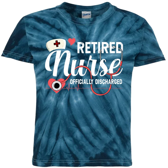 Retired Nurse Officially Discharged Retirement Party Gift Kids Tie-Dye T-Shirt