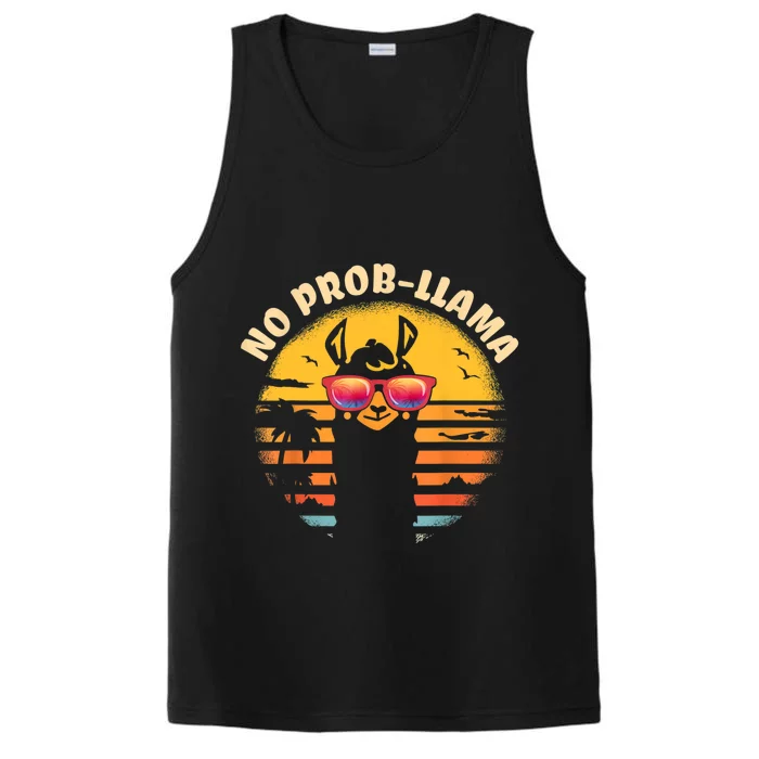 Retro NO PROBLLAMA Vintage Llama Alpaca Gift Idea Performance Tank