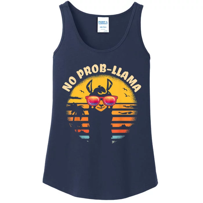 Retro NO PROBLLAMA Vintage Llama Alpaca Gift Idea Ladies Essential Tank