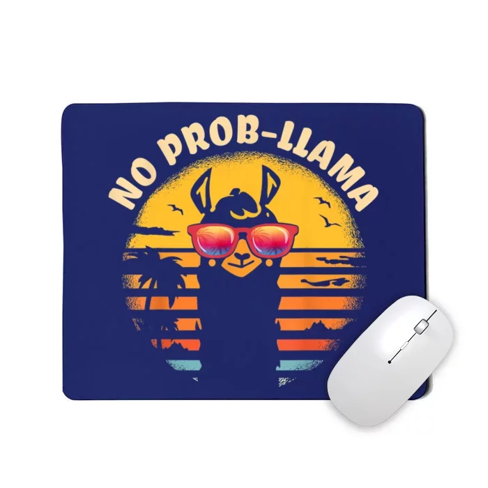 Retro NO PROBLLAMA Vintage Llama Alpaca Gift Idea Mousepad