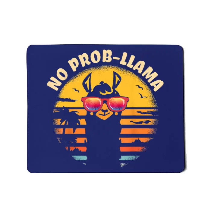 Retro NO PROBLLAMA Vintage Llama Alpaca Gift Idea Mousepad