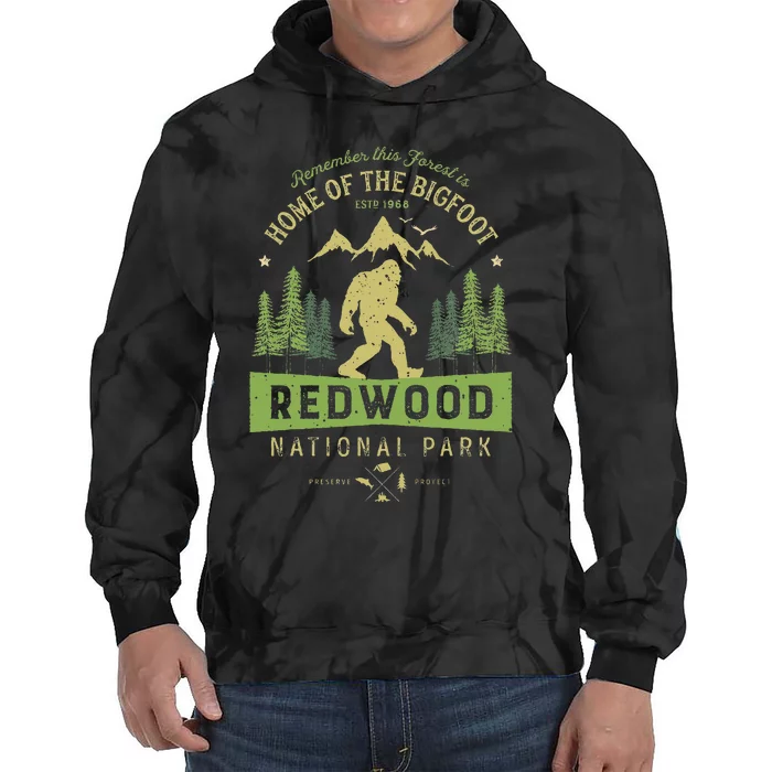 Redwood National Park Vintage California Bigfoot Tie Dye Hoodie