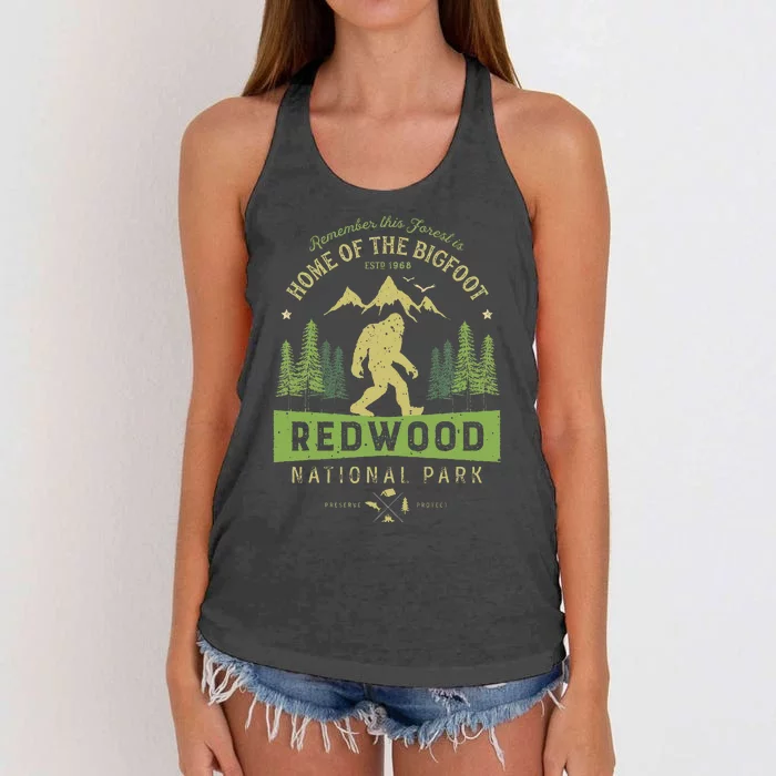 Redwood National Park Vintage California Bigfoot Women's Knotted Racerback Tank