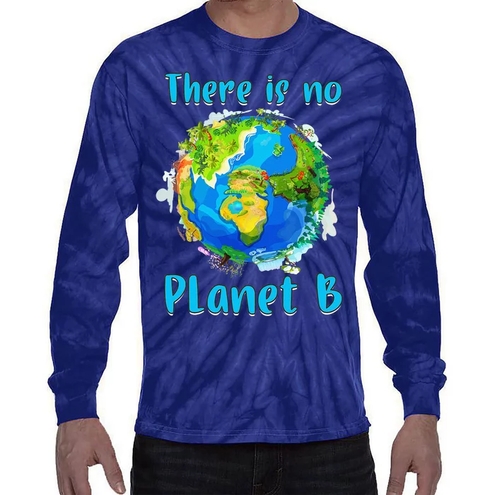 Retro No Planet Climate Change Earth B Save Nature Animals Tie-Dye Long Sleeve Shirt