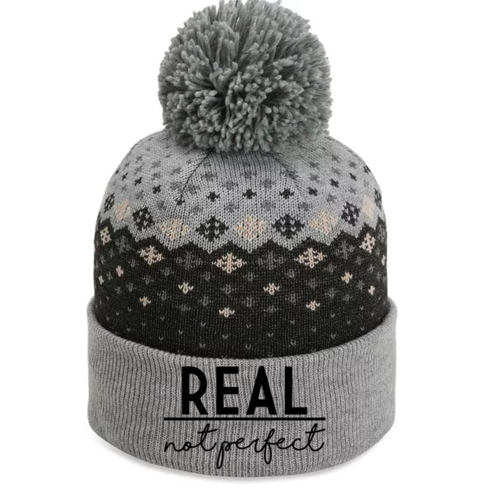 Real Not Perfect Positive Quote The Baniff Cuffed Pom Beanie