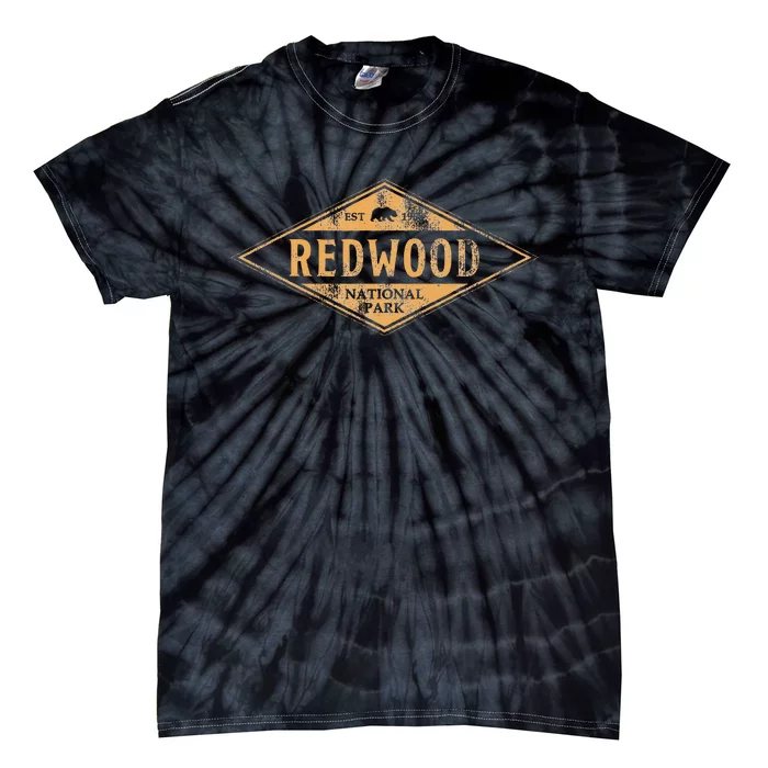 Redwood National Park Vintage Bear Retro Throwback Tie-Dye T-Shirt