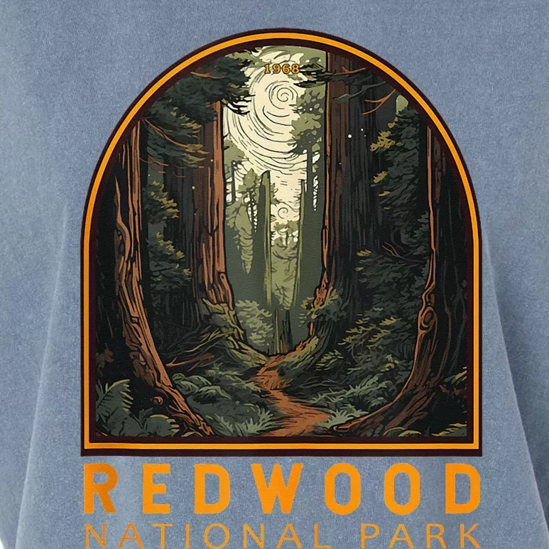 Redwood National Park Illustration Trail Emblem Garment-Dyed Women's Muscle Tee