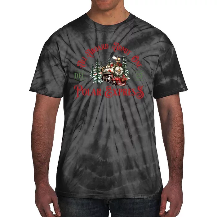 Retro North Pole Express All Abroad Family Matching Tie-Dye T-Shirt