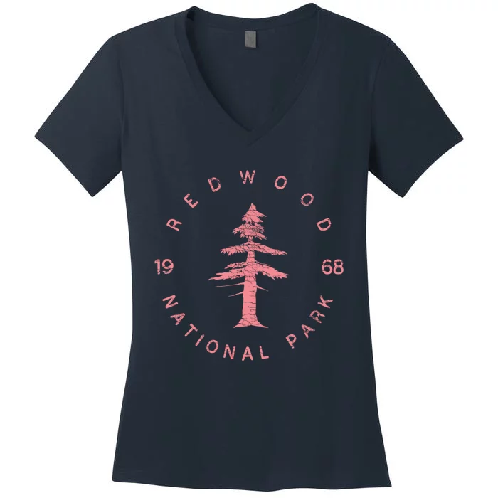 Redwood National Park Redwood Forest Design US Parks Women's V-Neck T-Shirt