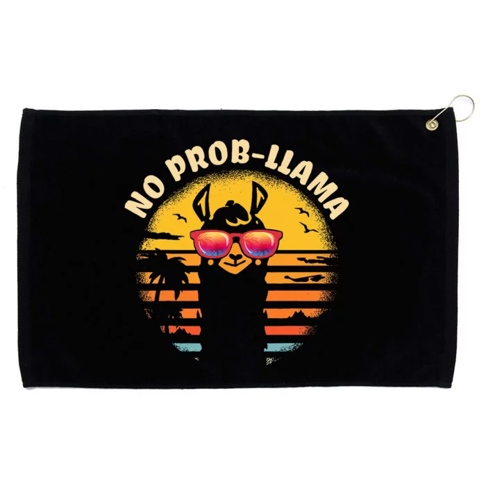 Retro No Probllama Vintage Llama Alpaca Gift Idea Grommeted Golf Towel