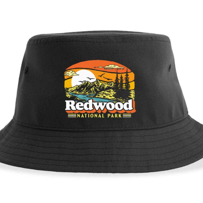 Redwood National Park Vintage 80s Retro California Mountains Sustainable Bucket Hat