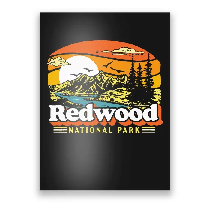 Redwood National Park Vintage 80s Retro California Mountains Poster