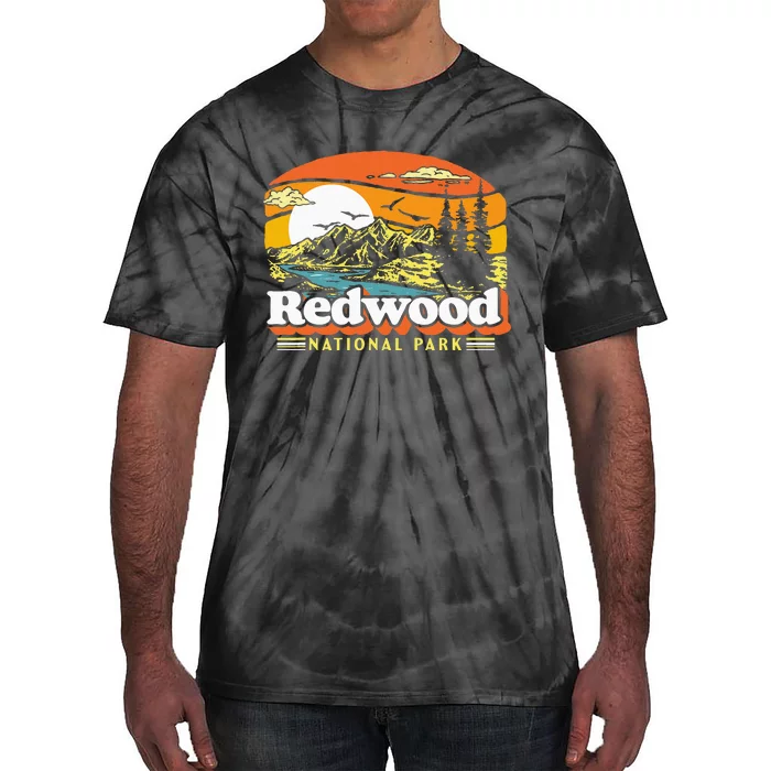 Redwood National Park Vintage 80s Retro California Mountains Tie-Dye T-Shirt