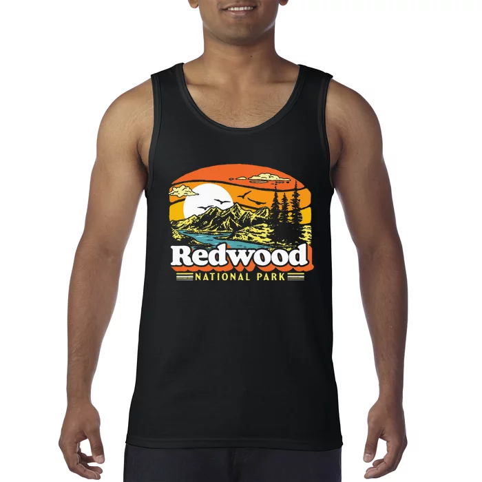 Redwood National Park Vintage 80s Retro California Mountains Tank Top