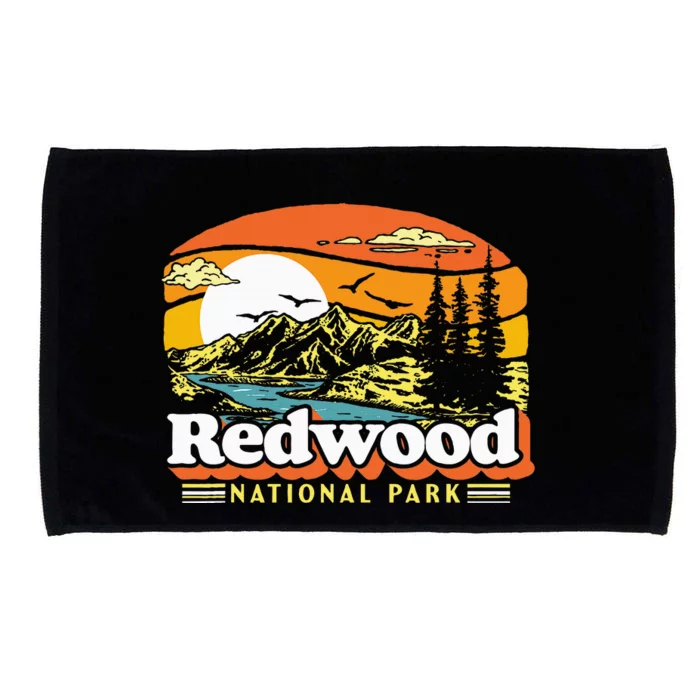 Redwood National Park Vintage 80s Retro California Mountains Microfiber Hand Towel