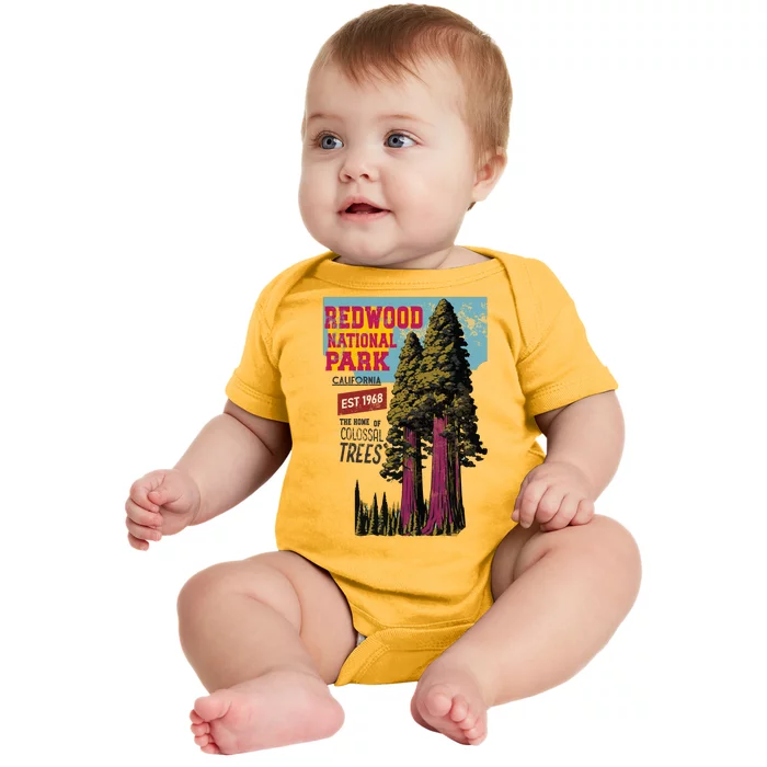 Redwood National Parks California Agedd Look Vintage Baby Bodysuit