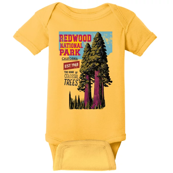 Redwood National Parks California Agedd Look Vintage Baby Bodysuit