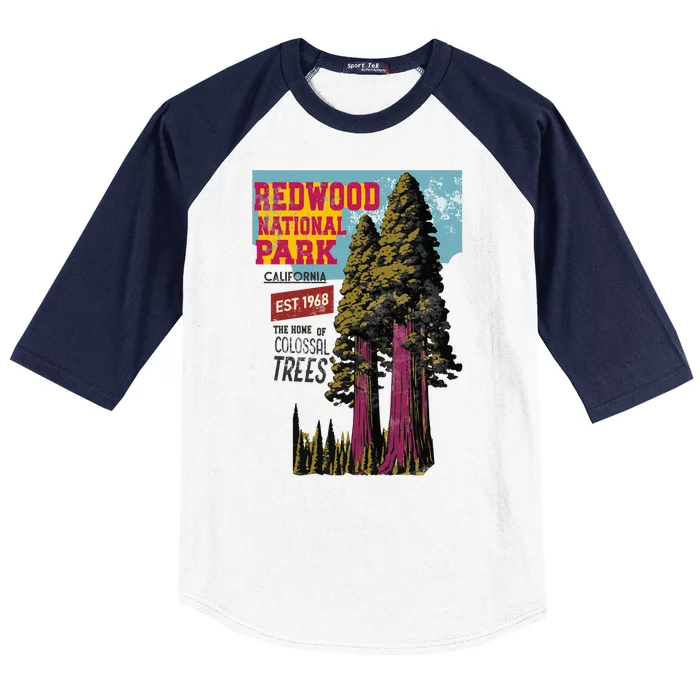 Redwood National Parks California Agedd Look Vintage Baseball Sleeve Shirt