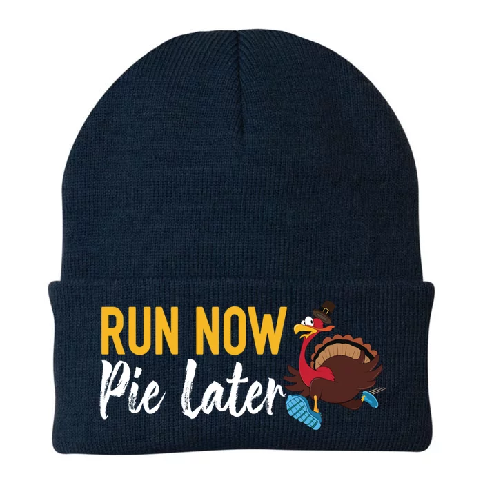 Run Now Pie Later Funny Turkey Runner Thanksgiving Gift Knit Cap Winter Beanie