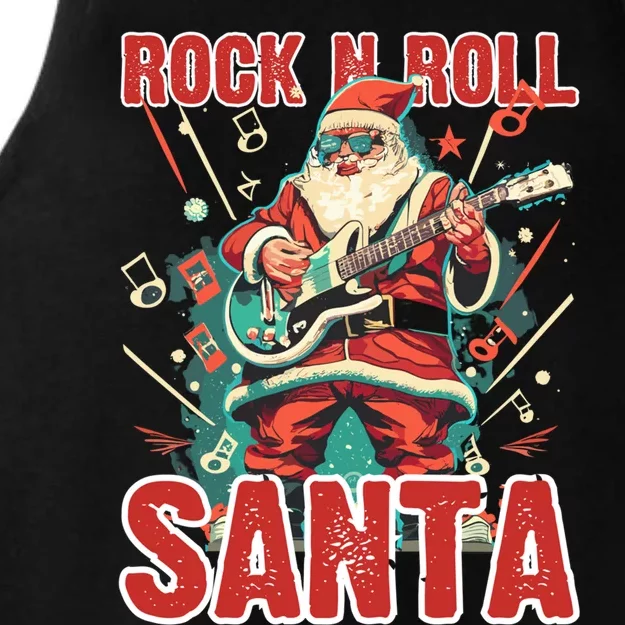 Rock N Roll Santa Playing Guitar Christmas Gift Ladies Tri-Blend Wicking Tank