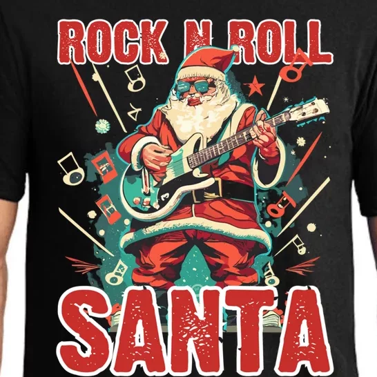 Rock N Roll Santa Playing Guitar Christmas Gift Pajama Set