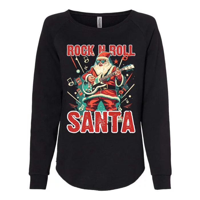 Rock N Roll Santa Playing Guitar Christmas Gift Womens California Wash Sweatshirt