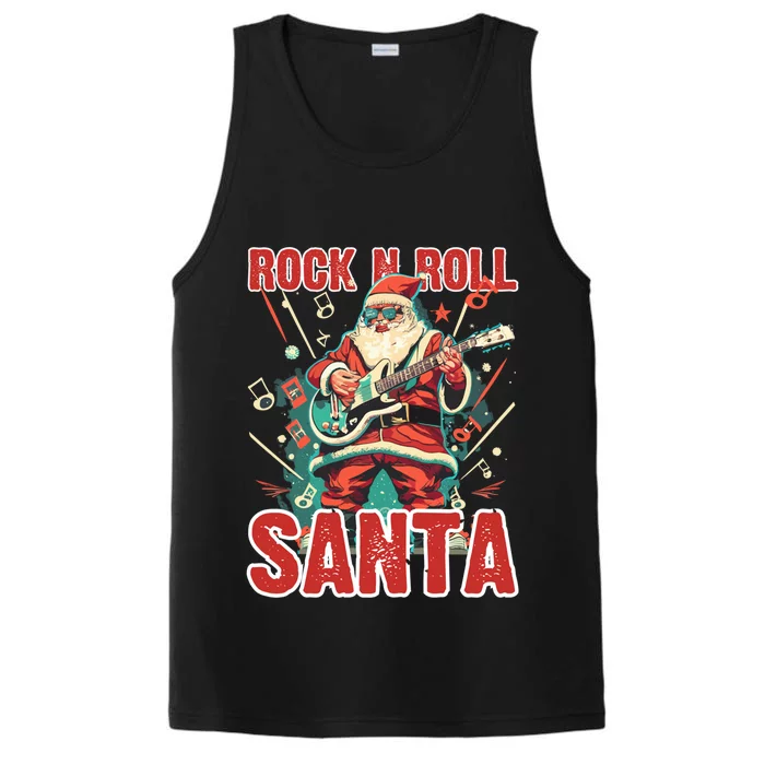 Rock N Roll Santa Playing Guitar Christmas Gift Performance Tank