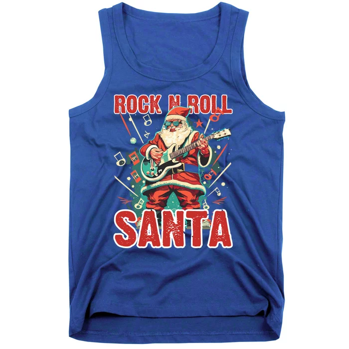 Rock N Roll Santa Playing Guitar Christmas Gift Tank Top