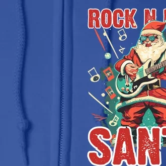 Rock N Roll Santa Playing Guitar Christmas Gift Full Zip Hoodie