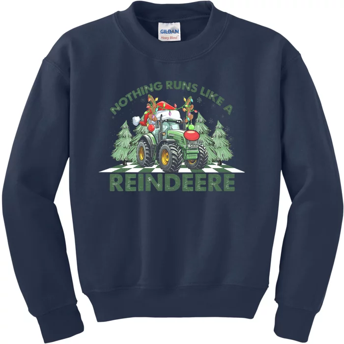 Retro Nothing Runs Like A Reindee Christmas Tractor Reindee Cute Kids Sweatshirt