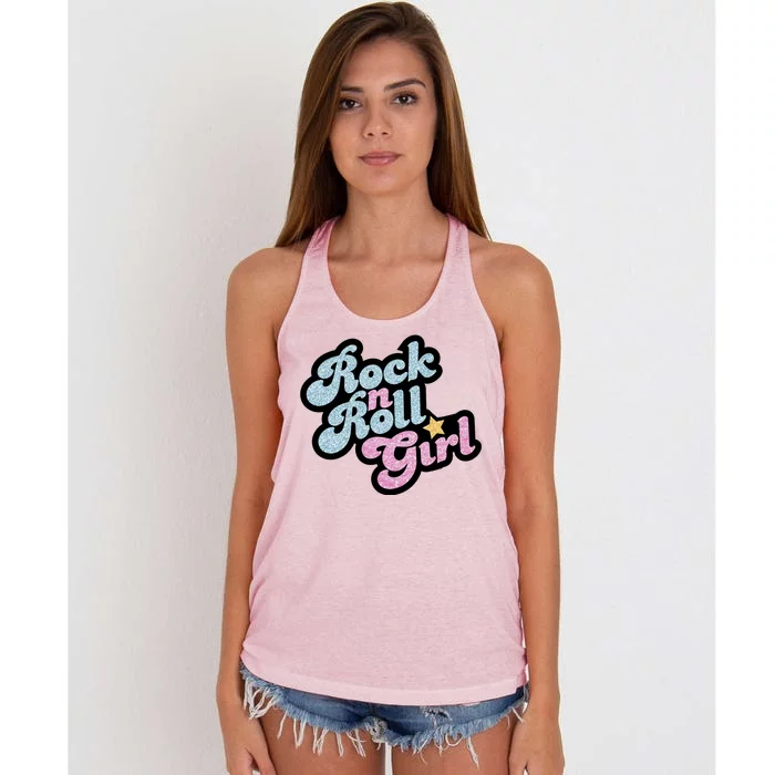 Rock N Roll Girl Cute Rockstar Concert Women's Knotted Racerback Tank