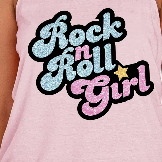 Rock N Roll Girl Cute Rockstar Concert Women's Knotted Racerback Tank