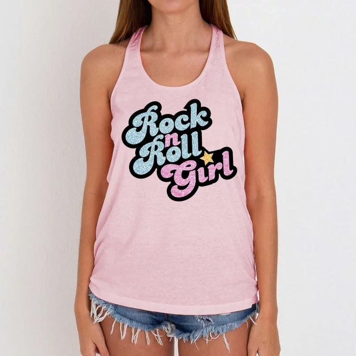 Rock N Roll Girl Cute Rockstar Concert Women's Knotted Racerback Tank