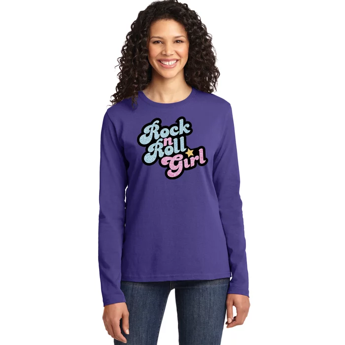 Rock N Roll Girl Cute Rockstar Concert Ladies Long Sleeve Shirt