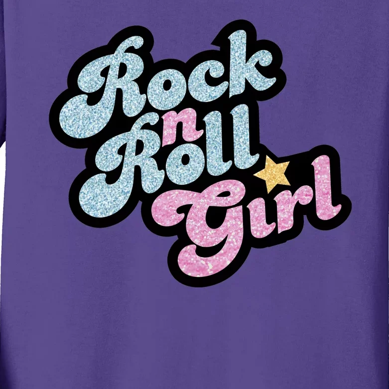 Rock N Roll Girl Cute Rockstar Concert Kids Long Sleeve Shirt