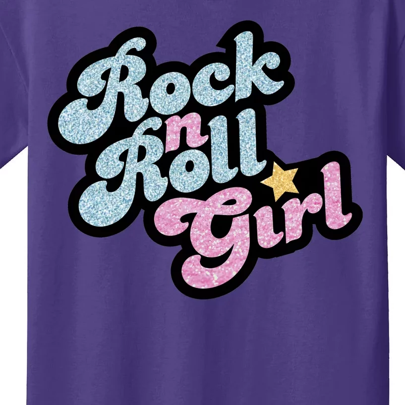 Rock N Roll Girl Cute Rockstar Concert Kids T-Shirt