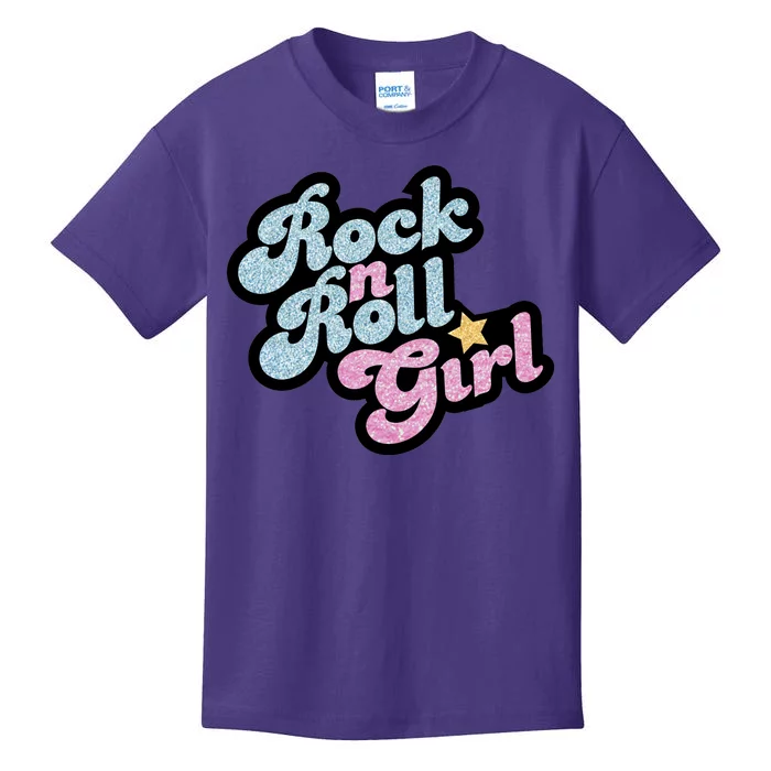 Rock N Roll Girl Cute Rockstar Concert Kids T-Shirt