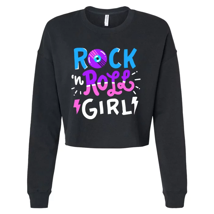 Rock N Roll Girl Music Cropped Pullover Crew