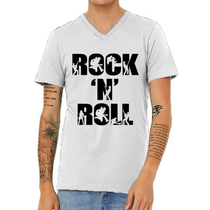 Rock N Roll Music Nothing But Rock & Roll 70S 80 90S Retro V-Neck T-Shirt