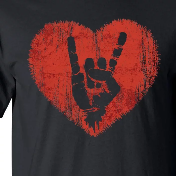 Rock N Roll Music Lover Hand Horns Rock On Concert Tall T-Shirt