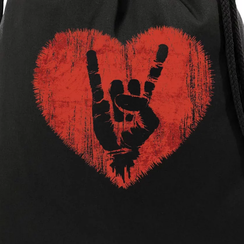 Rock N Roll Music Lover Hand Horns Rock On Concert Drawstring Bag