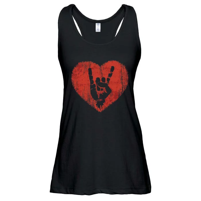 Rock N Roll Music Lover Hand Horns Rock On Concert Ladies Essential Flowy Tank