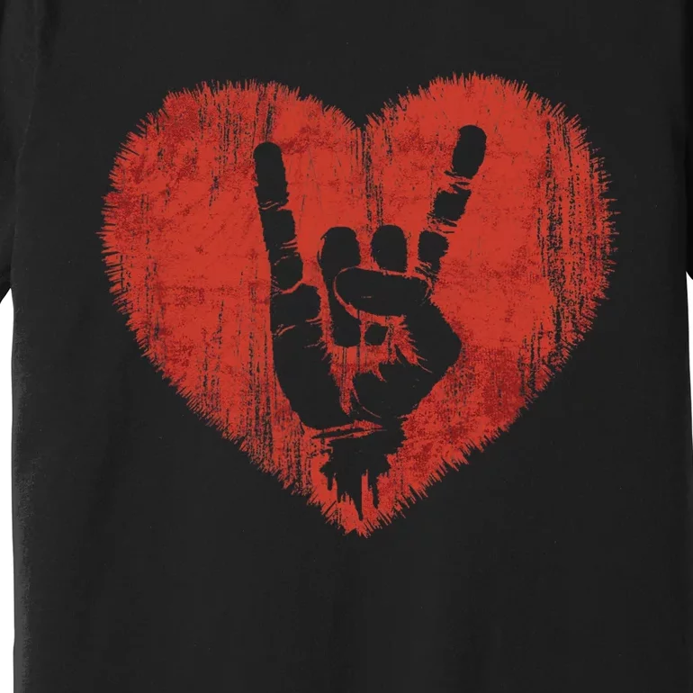 Rock N Roll Music Lover Hand Horns Rock On Concert Premium T-Shirt