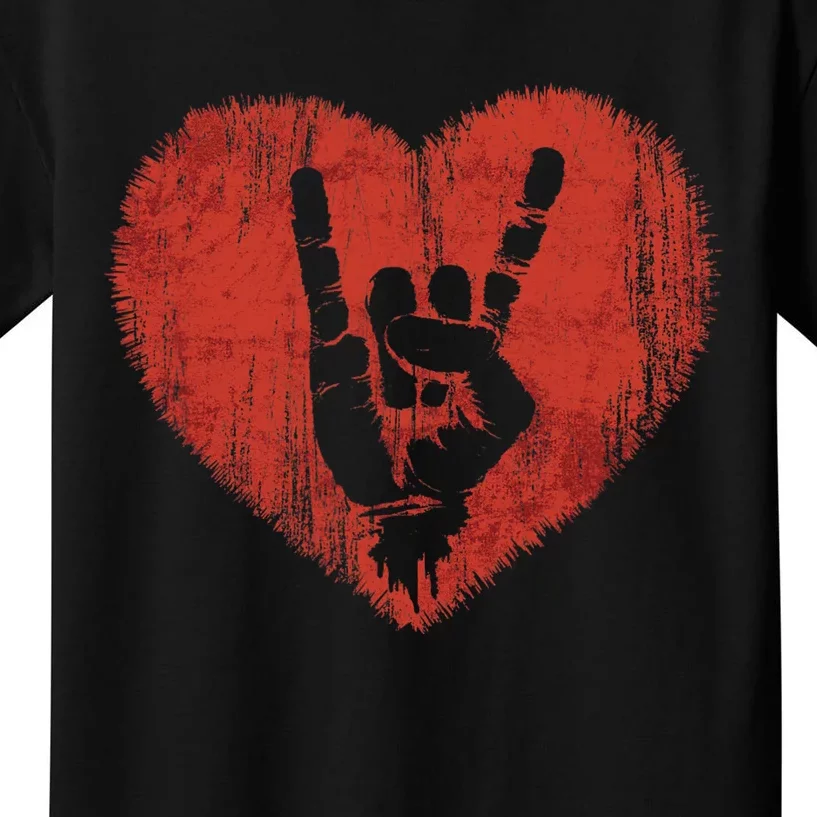 Rock N Roll Music Lover Hand Horns Rock On Concert Kids T-Shirt