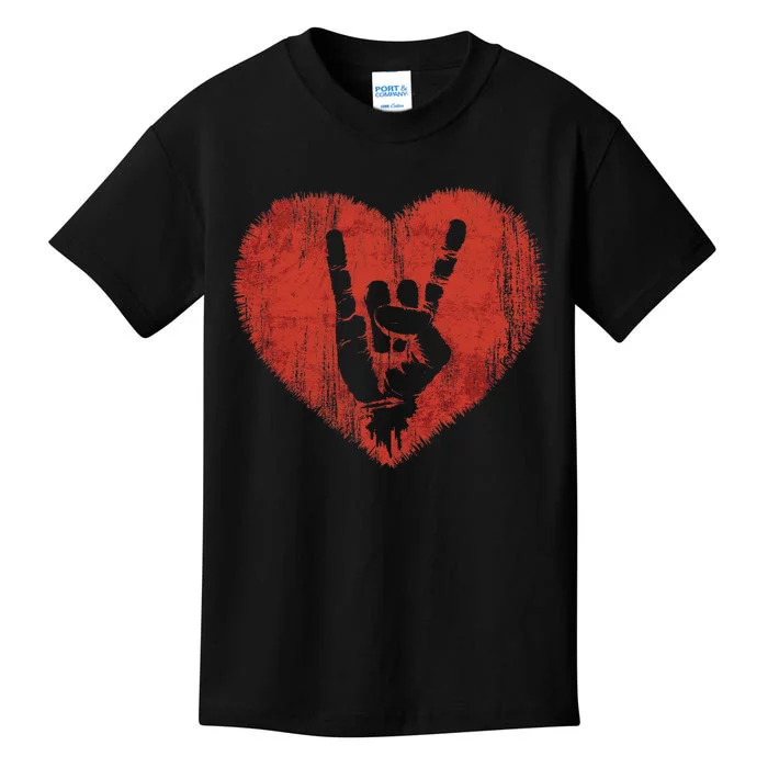 Rock N Roll Music Lover Hand Horns Rock On Concert Kids T-Shirt