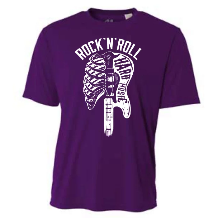 Rock N Roll Hard Music Bone Skeleton Cooling Performance Crew T-Shirt