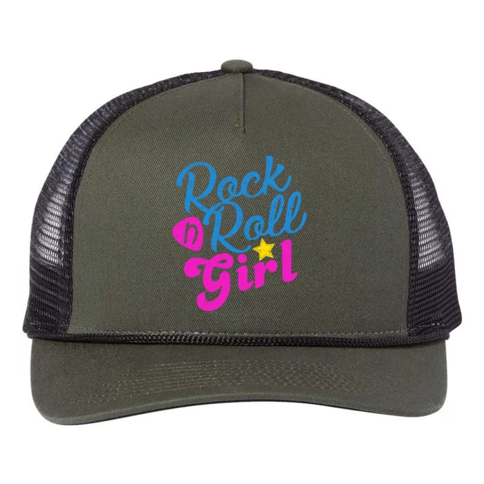 Rock N Roll Girl Cute Gift Retro Rope Trucker Hat Cap